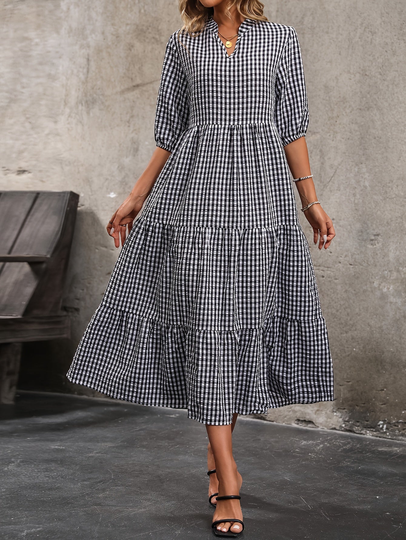 CHYNA™ | Plaid Midi Dress - ENVI