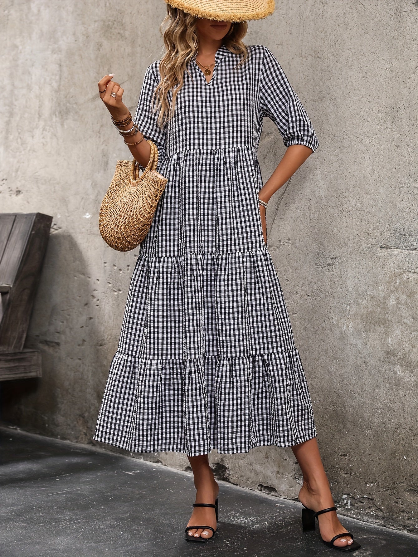 CHYNA™ | Plaid Midi Dress - ENVI