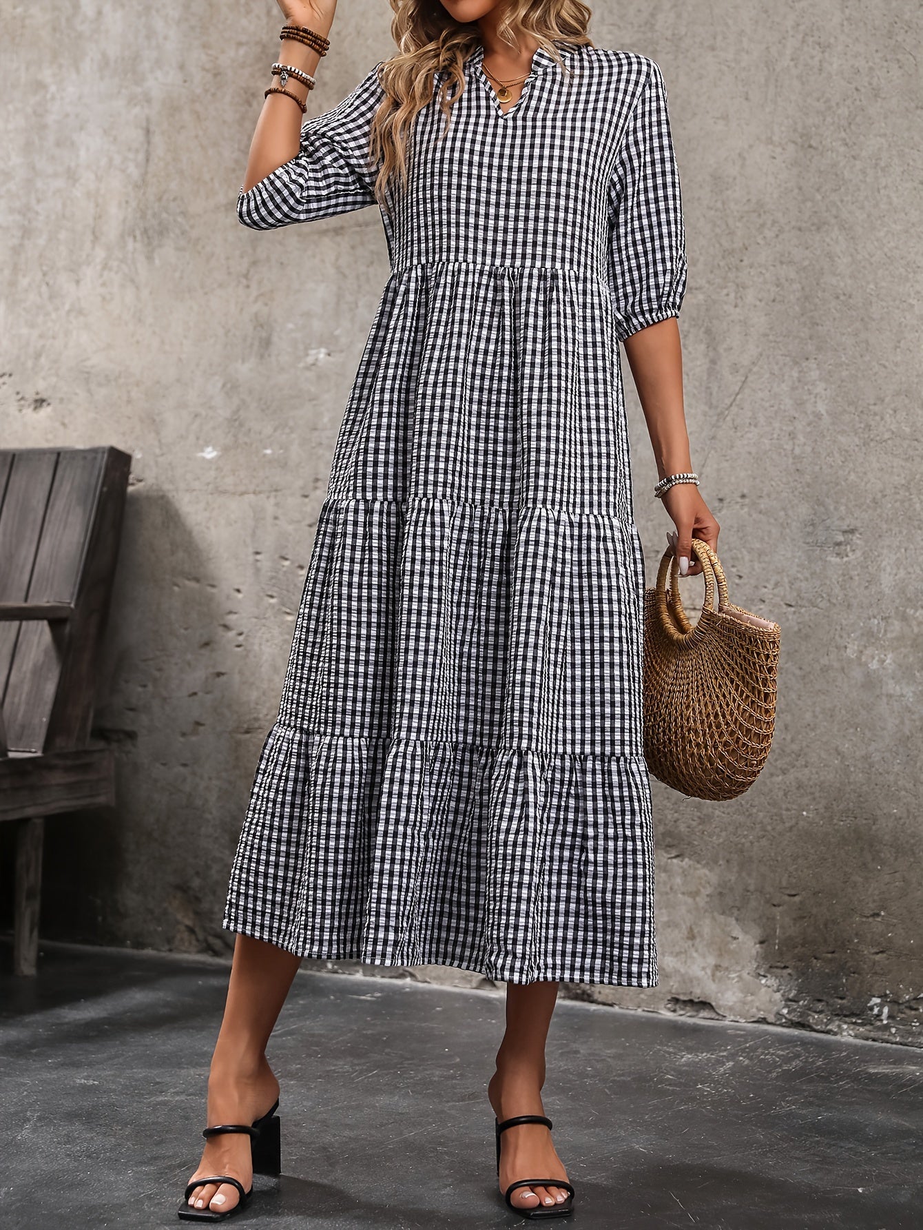 CHYNA™ | Plaid Midi Dress - ENVI