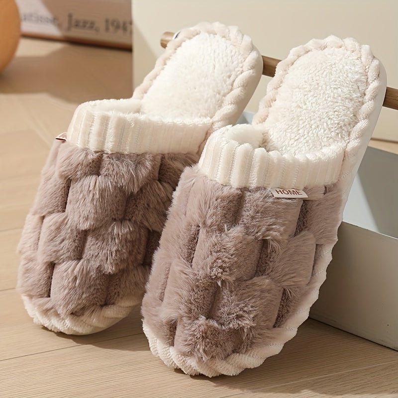 Cozy Winter Fuzzy Slippers - Soft, Warm, and Comfortable Closed - Toe Shoes for Indoor Bedroom Use - Plush Slip - On Design with Gentle Grip Sole - ENVI