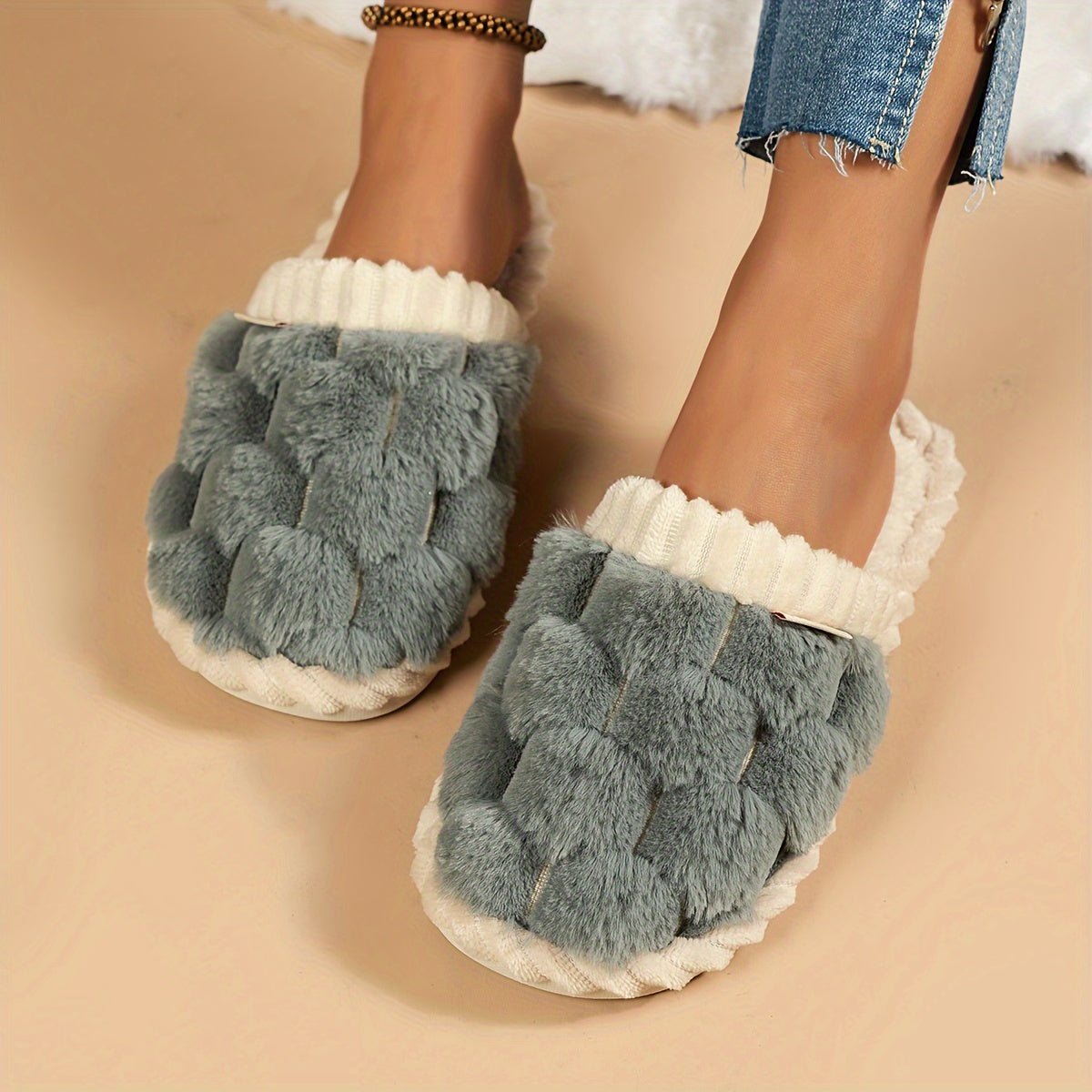 Cozy Winter Fuzzy Slippers - Soft, Warm, and Comfortable Closed - Toe Shoes for Indoor Bedroom Use - Plush Slip - On Design with Gentle Grip Sole - ENVI