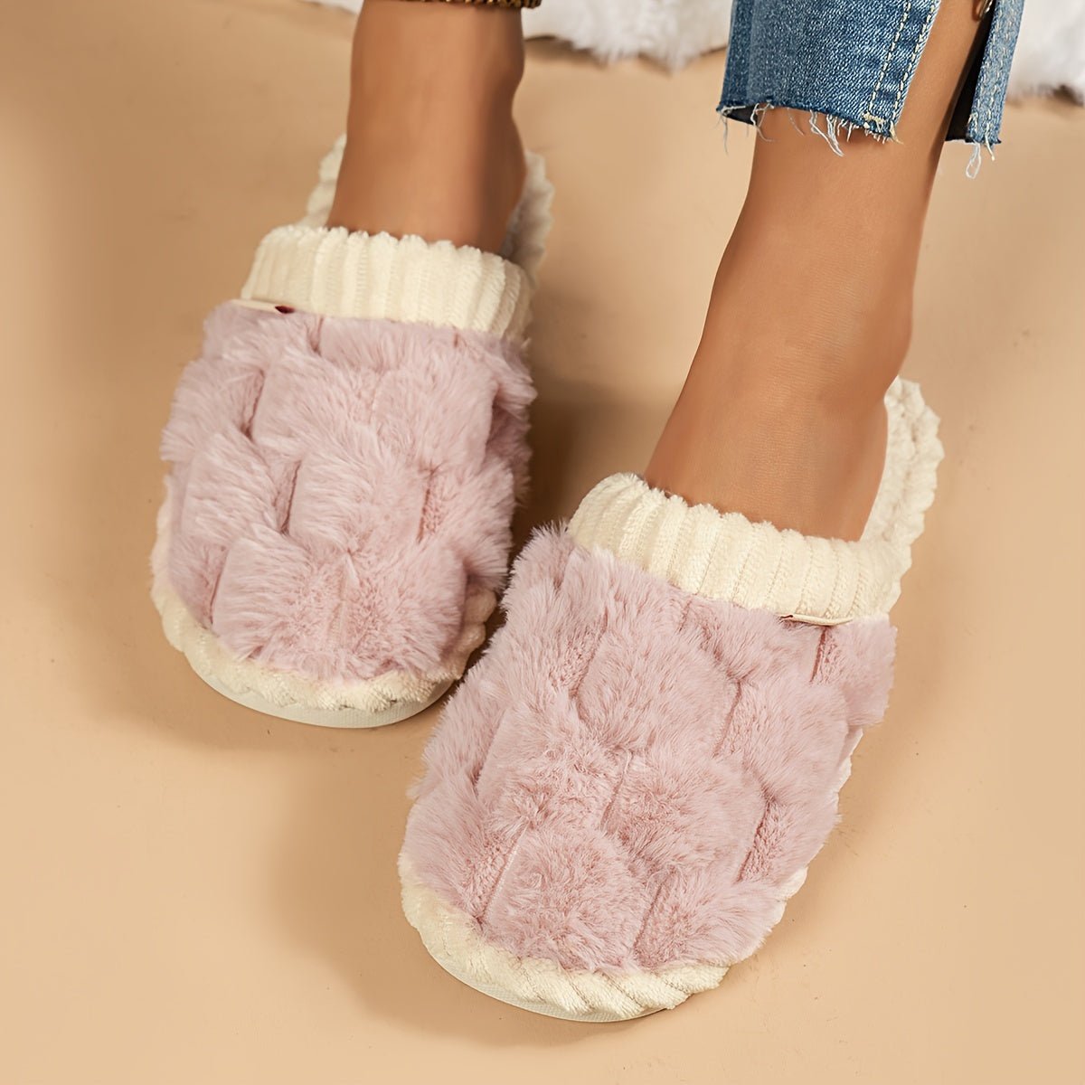 Cozy Winter Fuzzy Slippers - Soft, Warm, and Comfortable Closed - Toe Shoes for Indoor Bedroom Use - Plush Slip - On Design with Gentle Grip Sole - ENVI