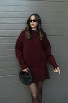 Leticia™ | Knitted Unicolor Glam Sweater and Mini Skirt Set - ENVI