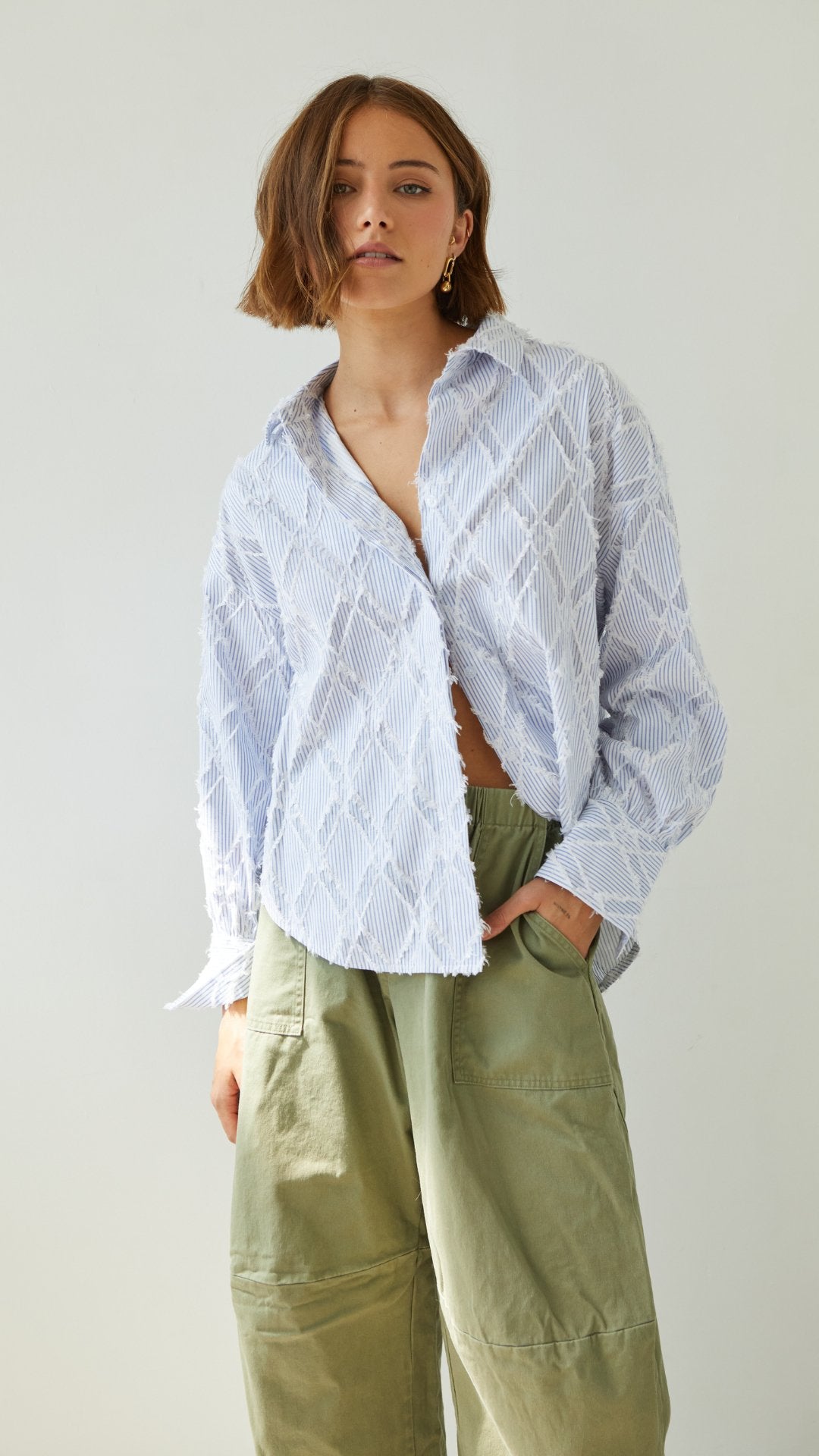 Lyla™ | Distressed Striped Shirt - ENVI