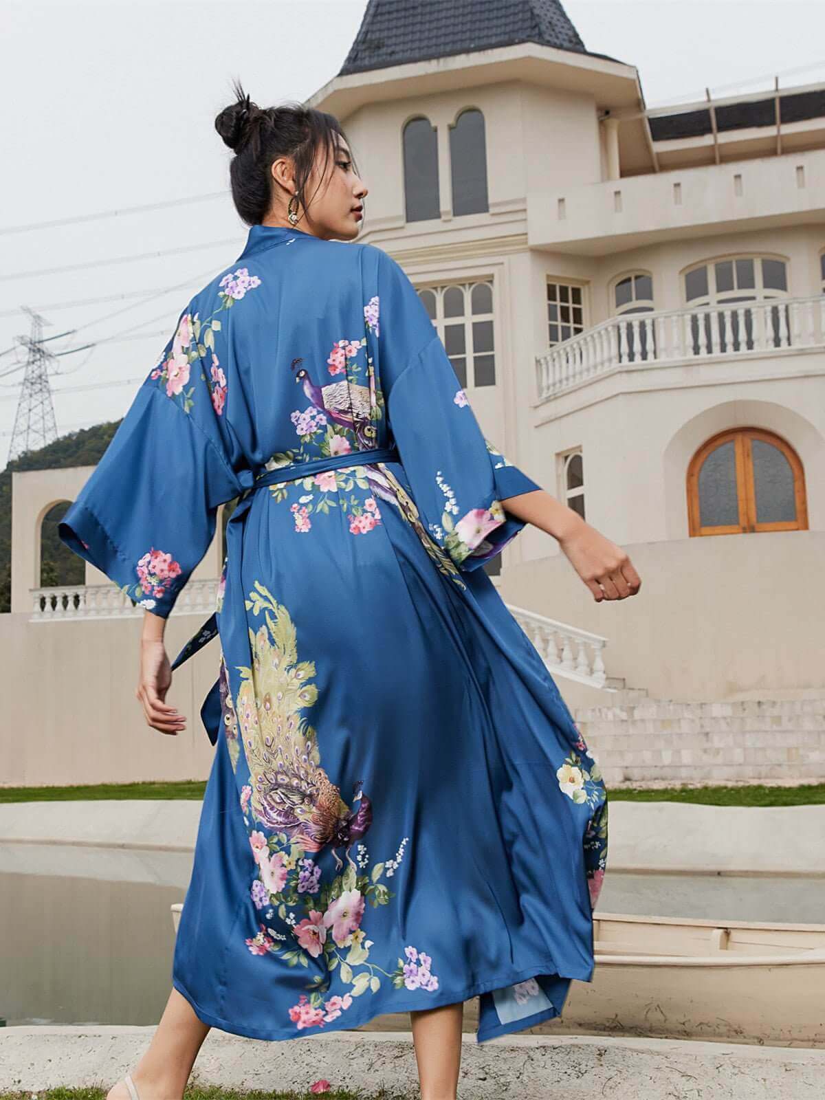 Peacock Blue Kimono Robe - ENVI