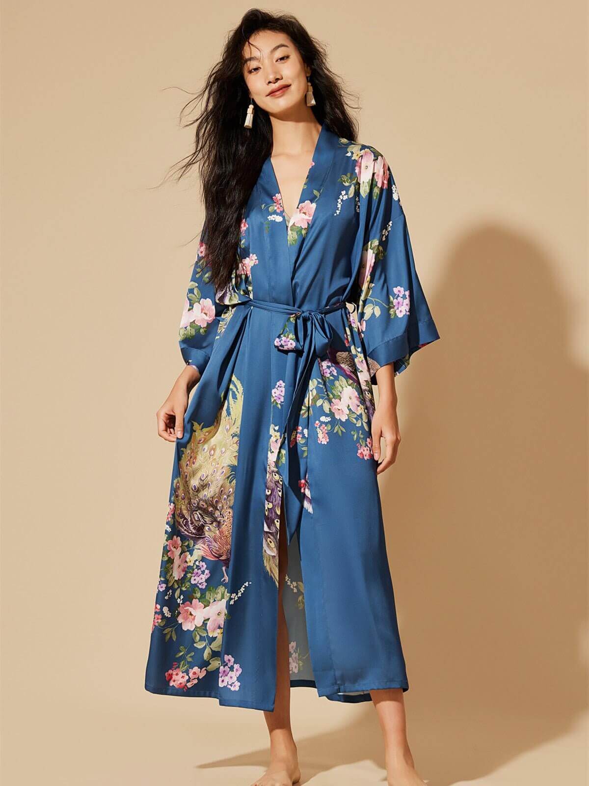 Peacock Blue Kimono Robe - ENVI