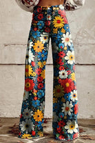 Women's Floral Symphony Print Casual Wide Leg Pants - ENVI