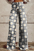 Women's Flower Print Casual Wide Leg Pants - ENVI