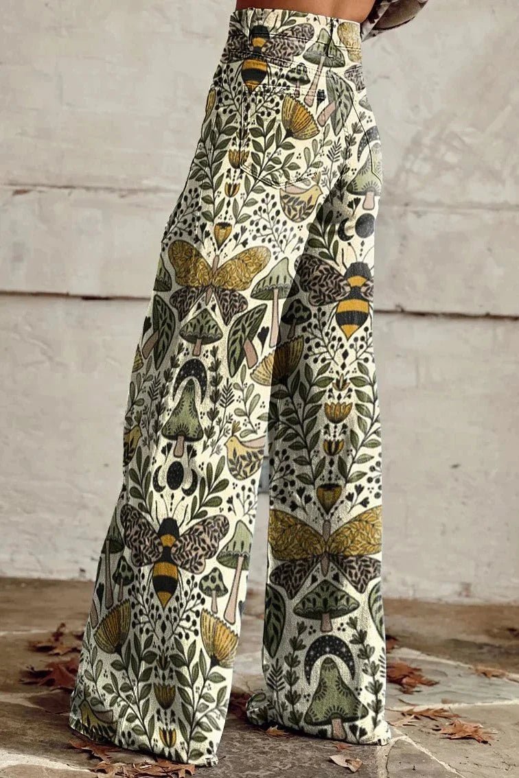 Women's Honeybee Print Casual Wide Leg Pants - ENVI