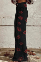 Women's Lip Kiss Print Casual Wide Leg Pants - ENVI