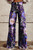 Women's Orchid Purple Print Casual Wide Leg Pants - ENVI