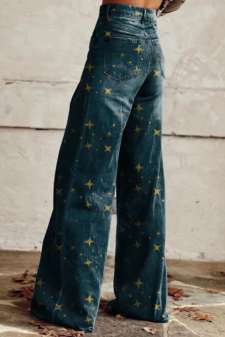 Women's Star Print Casual Wide Leg Pants - ENVI